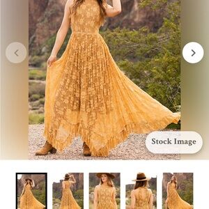 Joyfolie Gold Halter Pleated Maxi Dress